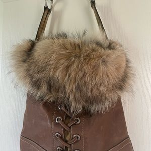 NWOT COACH Vintage Leather/fur shoulder bag